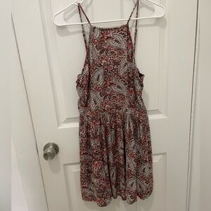 American Eagle Red Paisley Sundress Pleated Smocked Dress | Medium